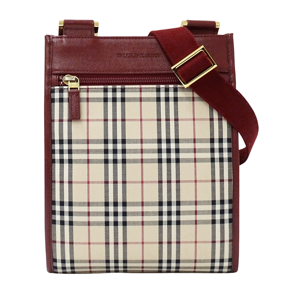 Burberry handbag for women, brand shoulder bag, canvas, beige, burgundy, red,...